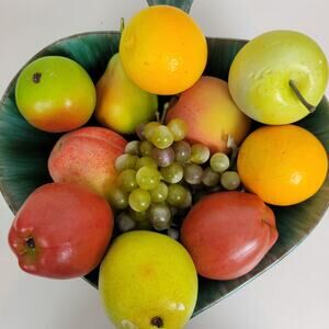 Home Decor One Size Multicolor Faux Assorted Fruits Fiber Artificial Dish Set